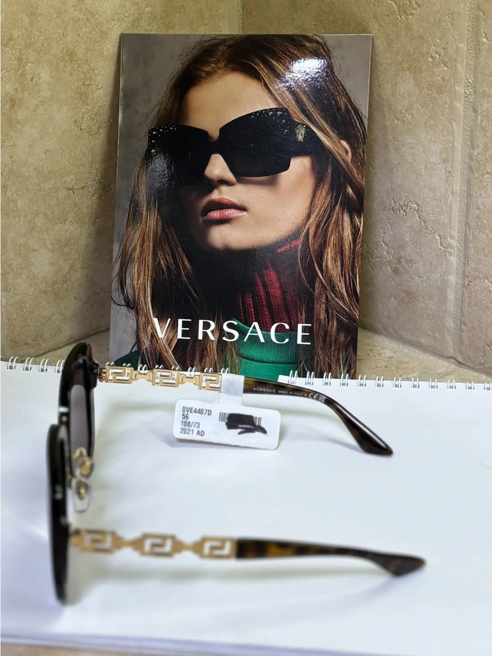 New Versace MOD4407-D 108/73  Tortoiseshell Square Sunglasses - Brown Lenses